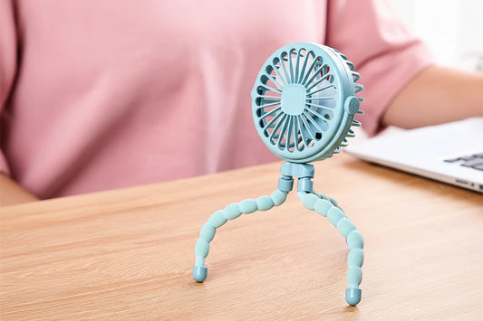 Portable Baby Pram Fan, Clip-on Mini Fan USB Battery Operated with Flexible Tripod