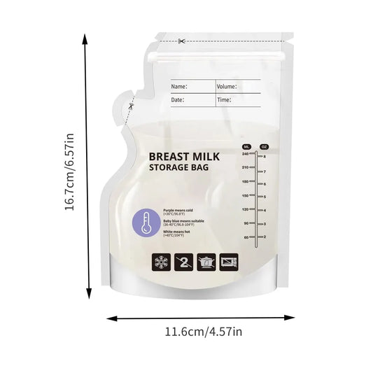 60 Pack Temperature Sensitive Breast Milk Storage Bags -Food Grade PE, Transparent with Measurement Lines, Disposable & Leakpro
