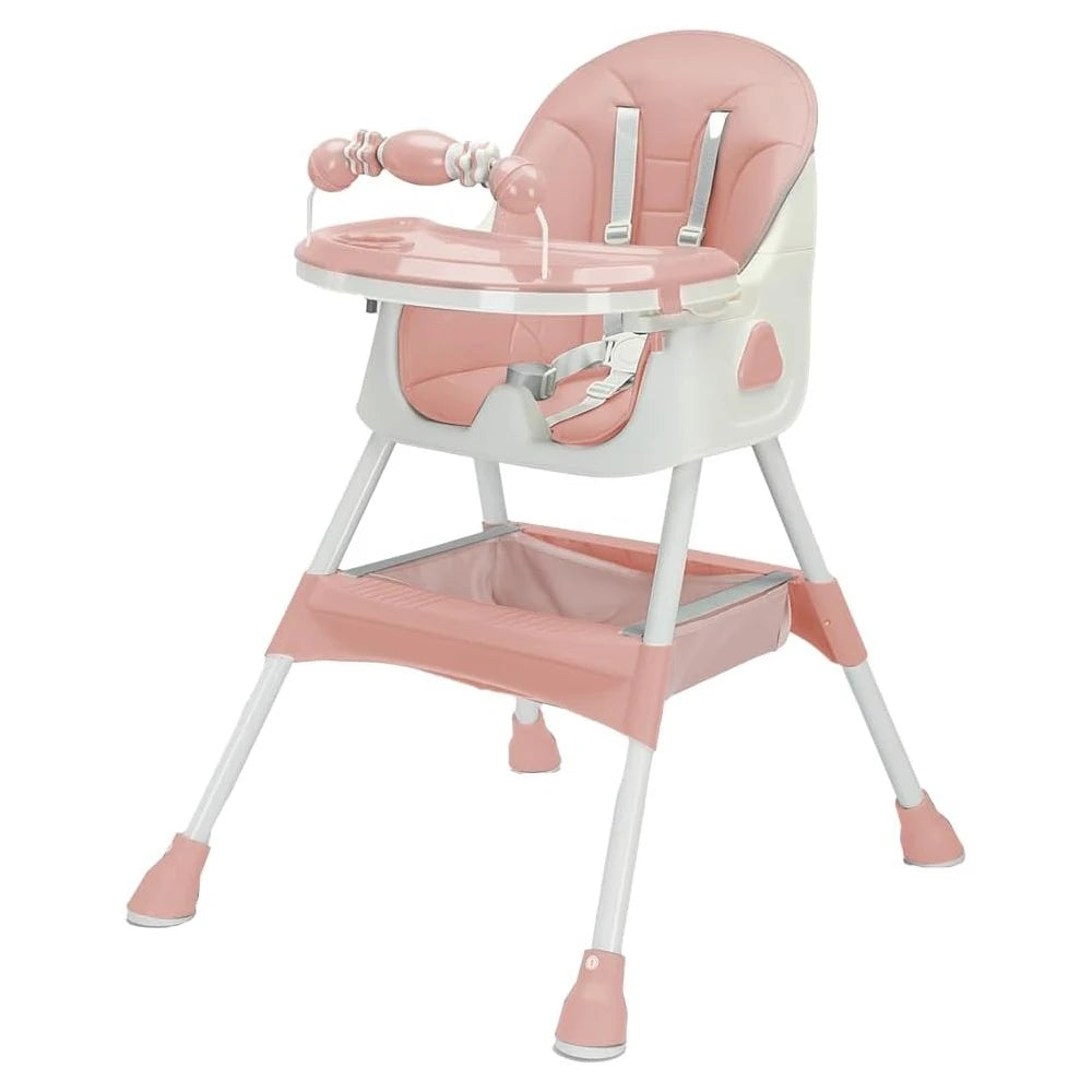 3-in-1 Baby HighChair, Foldable Portable Baby Dining Chairs Eat & Play Convertible High Chair