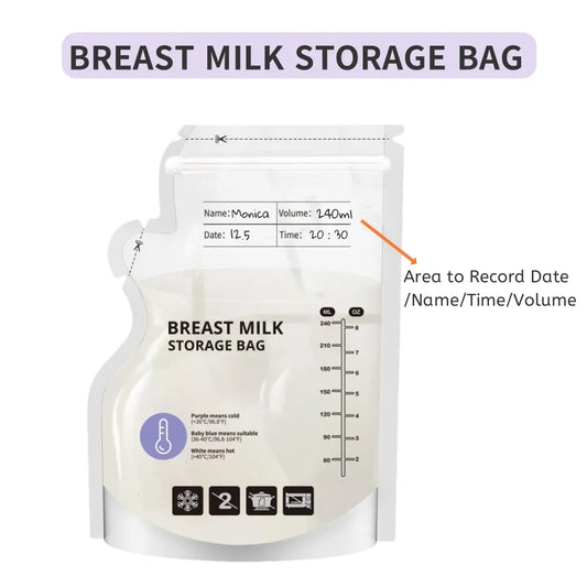 60 Pack Temperature Sensitive Breast Milk Storage Bags -Food Grade PE, Transparent with Measurement Lines, Disposable & Leakpro