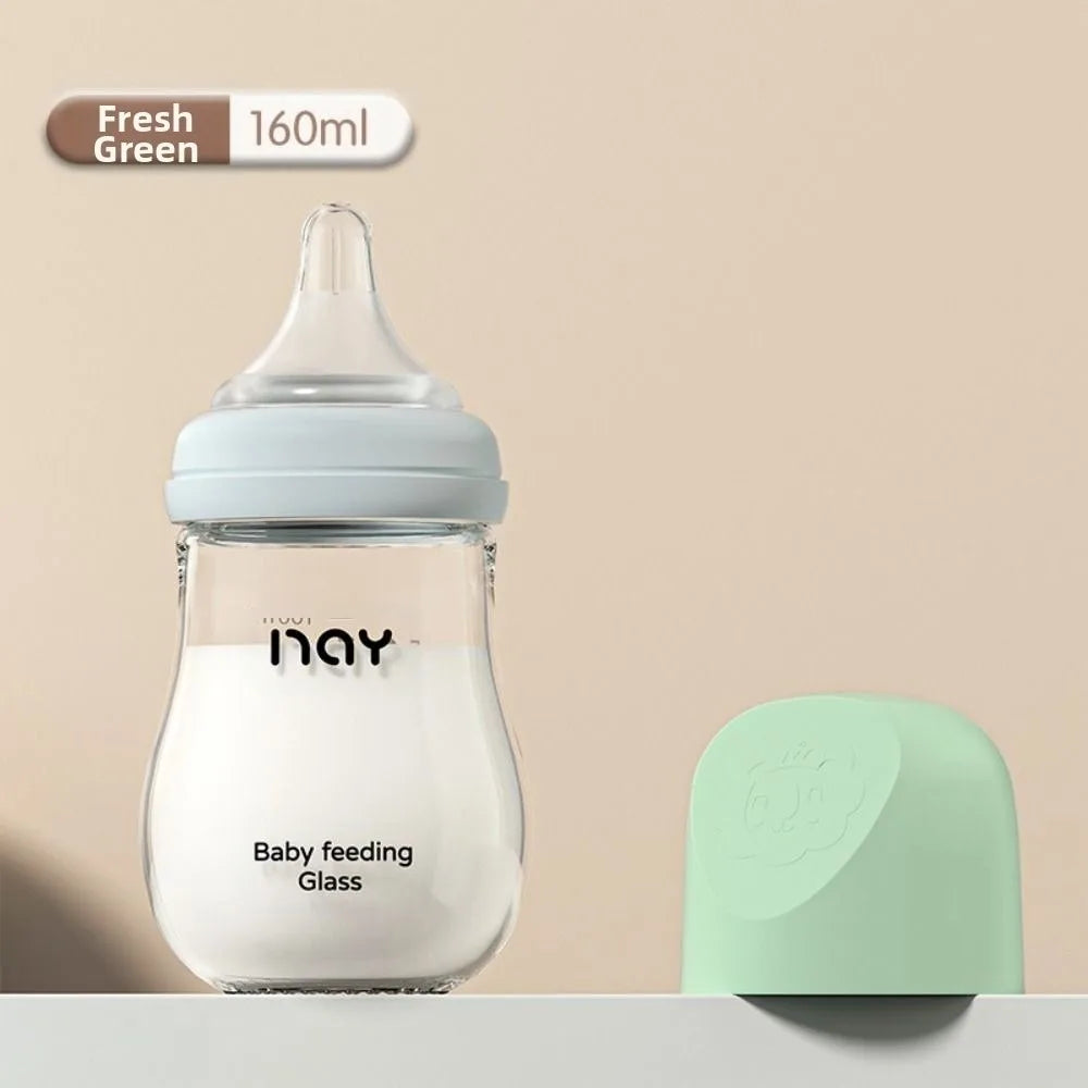 Glass Baby Bottle Anti Choking Anti-flatulence Newborn Feeding Bottle 80/160ML Silicone Nipple Infant Milk Bottle 0-3 Months