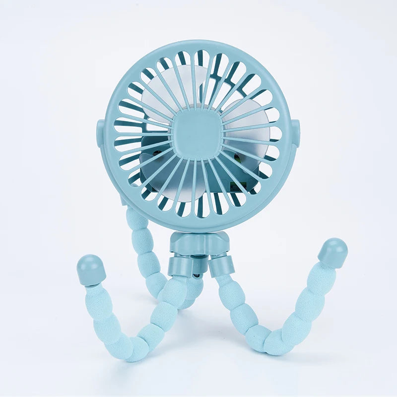 Portable Baby Pram Fan, Clip-on Mini Fan USB Battery Operated with Flexible Tripod