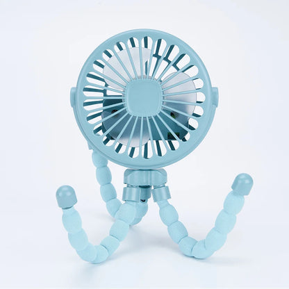 Portable Baby Pram Fan, Clip-on Mini Fan USB Battery Operated with Flexible Tripod