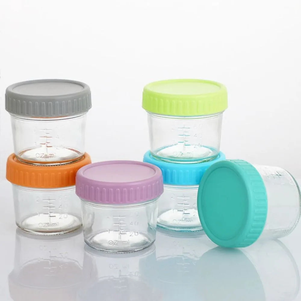 6pcs Mason Jar Glass Baby Food Jar Leakproof