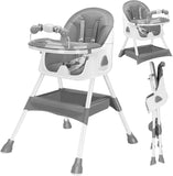 3-in-1 Baby HighChair, Foldable Portable Baby Dining Chairs Eat & Play Convertible High Chair