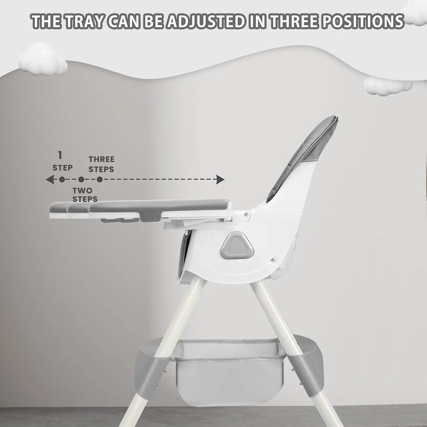 3-in-1 Baby HighChair, Foldable Portable Baby Dining Chairs Eat & Play Convertible High Chair
