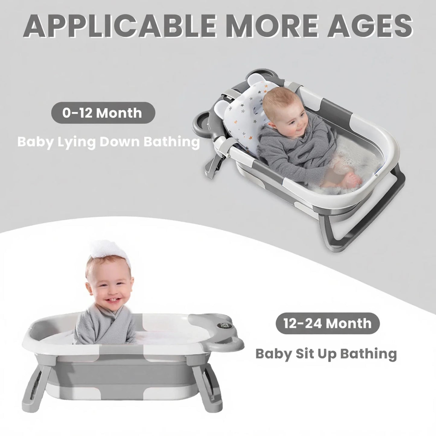 Baby Portable and Foldable Bath Tub with Thermometer