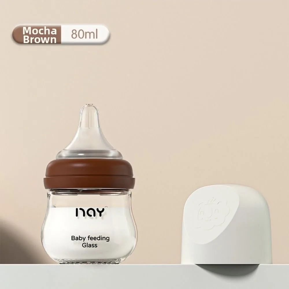 Glass Baby Bottle Anti Choking Anti-flatulence Newborn Feeding Bottle 80/160ML Silicone Nipple Infant Milk Bottle 0-3 Months