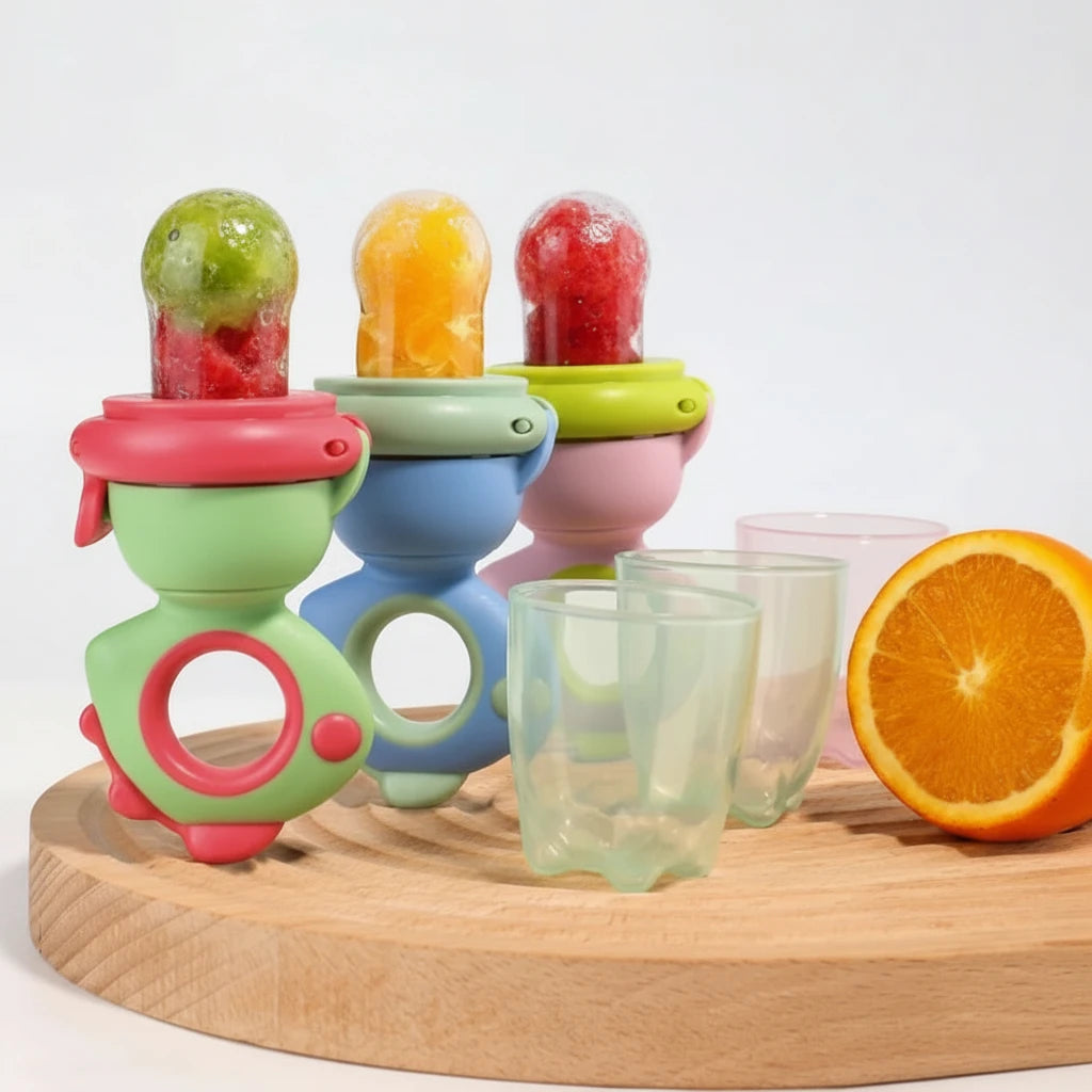 Rotating Push-type Food Grade Silicone Fruit and Vegetable Feeder For Infants Baby, Dinosaur Shape Toddlers Supplementary Food F