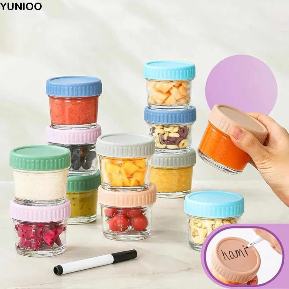 6pcs Mason Jar Glass Baby Food Jar Leakproof